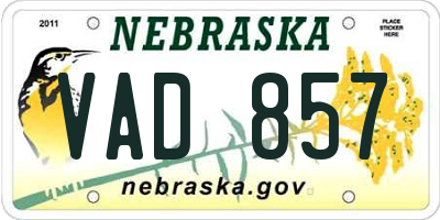 NE license plate VAD857