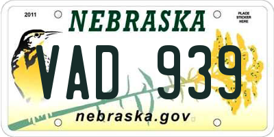 NE license plate VAD939