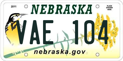 NE license plate VAE104