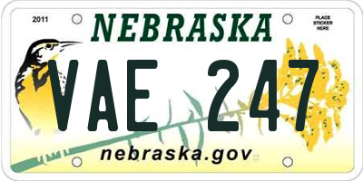 NE license plate VAE247