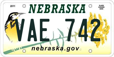 NE license plate VAE742
