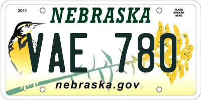 NE license plate VAE780