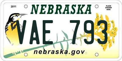 NE license plate VAE793