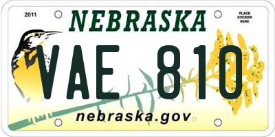 NE license plate VAE810