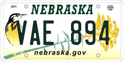 NE license plate VAE894