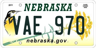 NE license plate VAE970