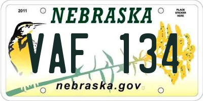 NE license plate VAF134