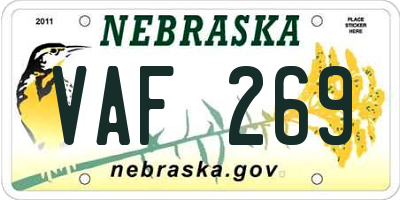 NE license plate VAF269