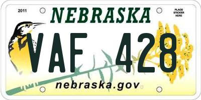 NE license plate VAF428