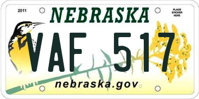 NE license plate VAF517