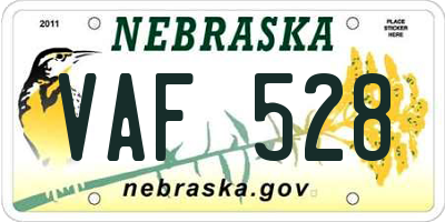 NE license plate VAF528