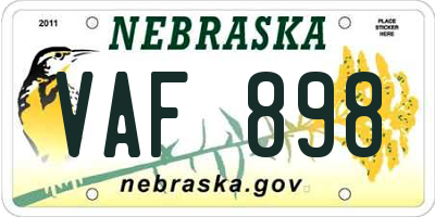 NE license plate VAF898