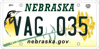 NE license plate VAG035