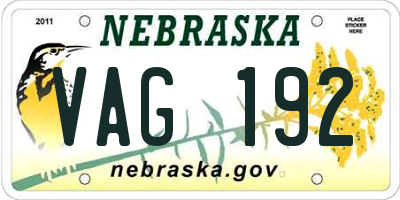 NE license plate VAG192