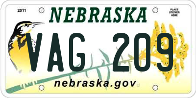 NE license plate VAG209
