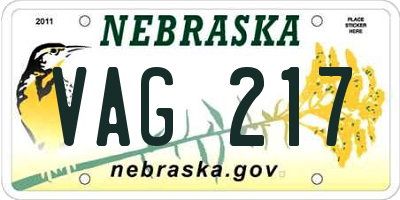NE license plate VAG217