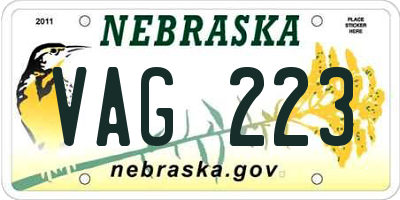 NE license plate VAG223