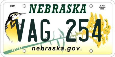 NE license plate VAG254