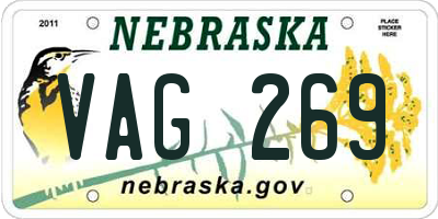 NE license plate VAG269