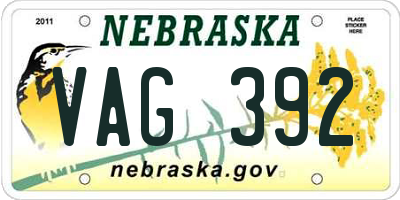 NE license plate VAG392