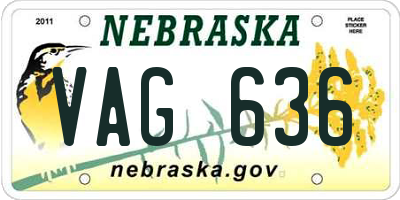 NE license plate VAG636