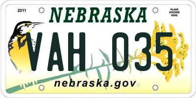 NE license plate VAH035