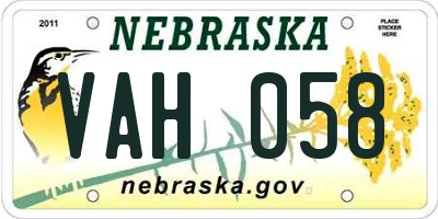 NE license plate VAH058