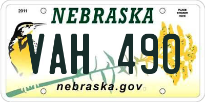 NE license plate VAH490