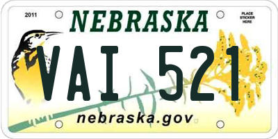 NE license plate VAI521
