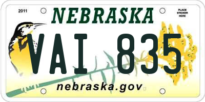 NE license plate VAI835
