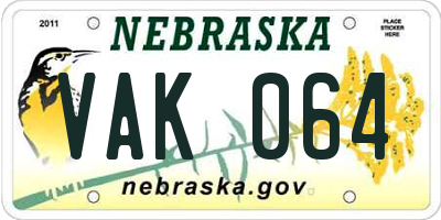 NE license plate VAK064