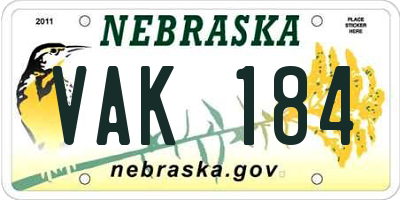 NE license plate VAK184