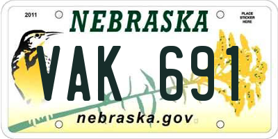 NE license plate VAK691