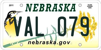 NE license plate VAL079