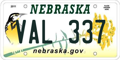 NE license plate VAL337
