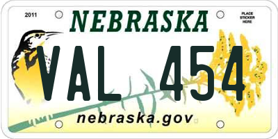 NE license plate VAL454