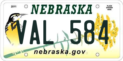 NE license plate VAL584