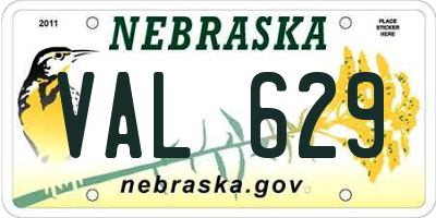 NE license plate VAL629