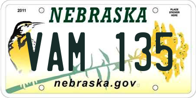 NE license plate VAM135