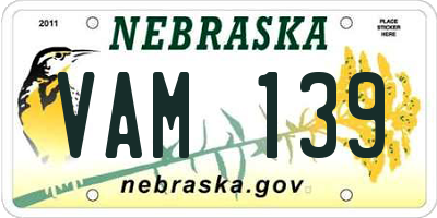 NE license plate VAM139