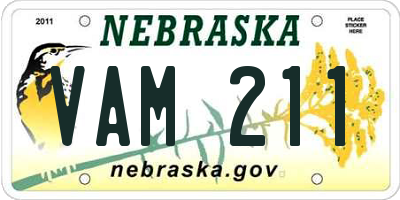 NE license plate VAM211