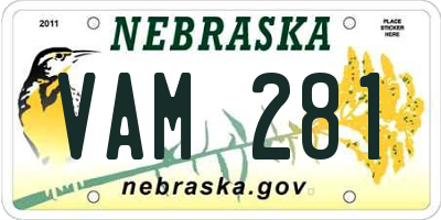 NE license plate VAM281