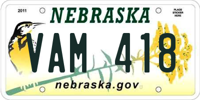 NE license plate VAM418