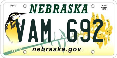 NE license plate VAM692