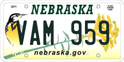 NE license plate VAM959