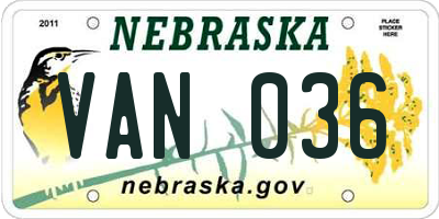 NE license plate VAN036