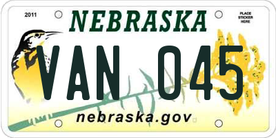 NE license plate VAN045