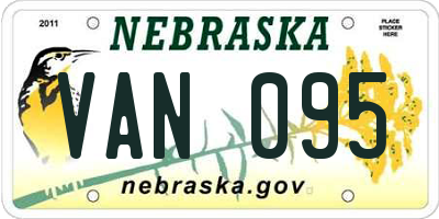 NE license plate VAN095