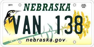 NE license plate VAN138