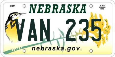 NE license plate VAN235